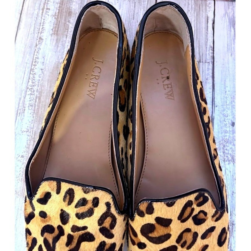 J Crew Leopard Print Calf Hair Loafers Flats Women's Shoes Size 8.5M - Picture 5 of 10